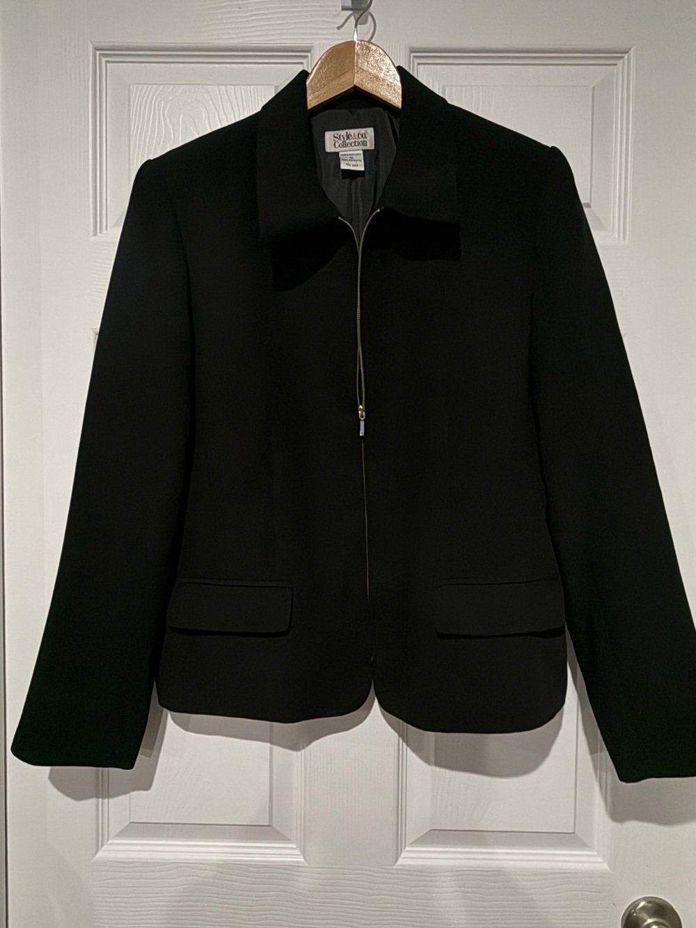 Style & Co Collection Size 10 Tailored Black Women's Zip-Front Jacket -